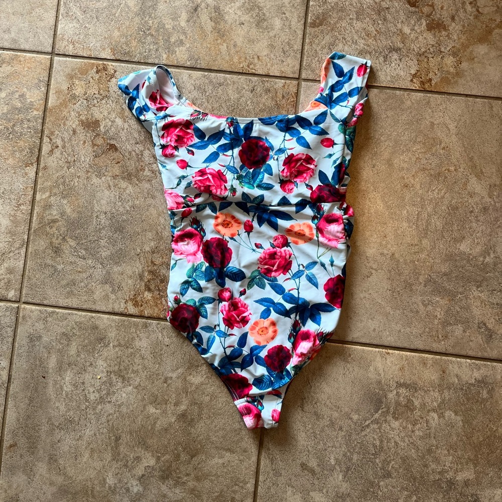 PinkBlush Light Blue Floral Off Shoulder Maternity One-Piece Swimsuit